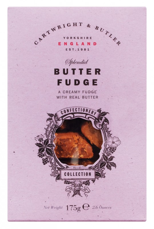Fudge gjalpi ne karton, karamel i bute me gjalpe, Cartwright dhe Butler - 175 g - paketoj Fudge gjalpi ne karton, karamel i bute me gjalpe, Cartwright dhe Butler - 175 g - paketoj
