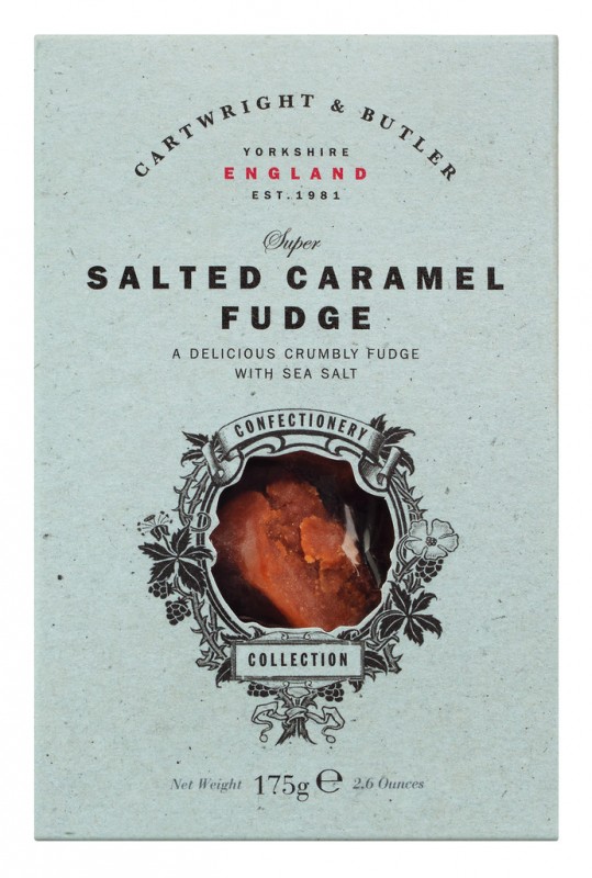 Karamel lembut dengan mentega dan garam laut, fudge karamel asin, Cartwright, dan Butler - 175 gram - mengemas