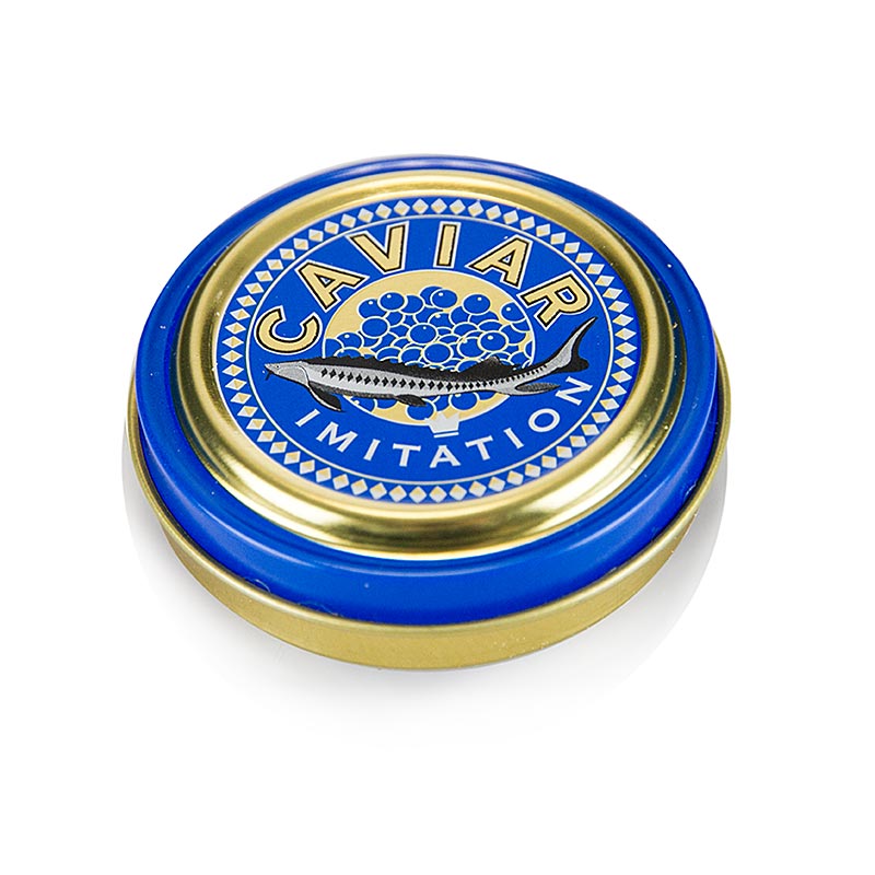 Lata de caviar - dorado / azul, sin goma, Ø5,5cm (exterior 6,5), para 80g de caviar, 100% Chef - 1 pieza - Perder