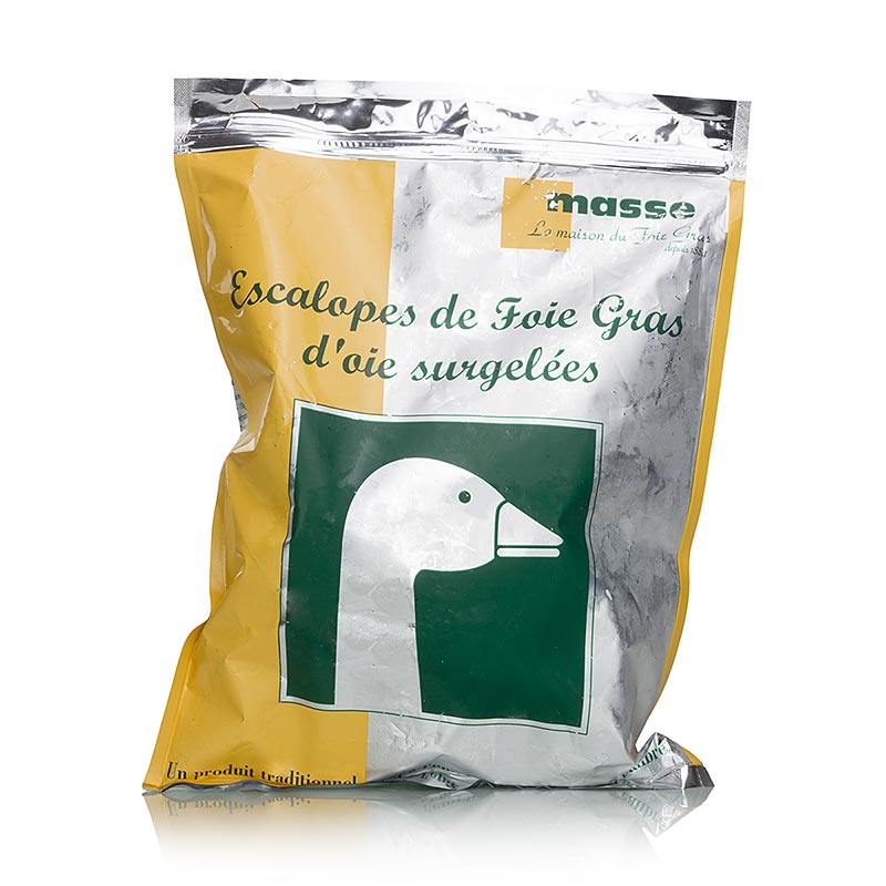 Foie gras de ganso, fatias, aproximadamente 40-60g cada, Europa Oriental, massa - 1 kg, aproximadamente 20 pecas - bolsa