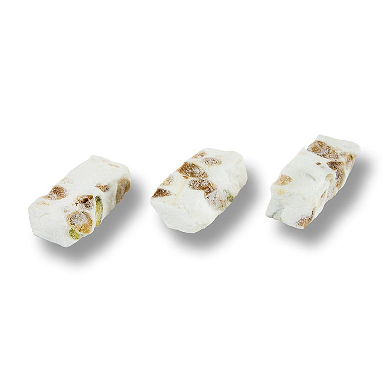 Nougat frances - com amendoas e pistache, de Montelimar - 1,5 kg, 320 pecas - Cartao