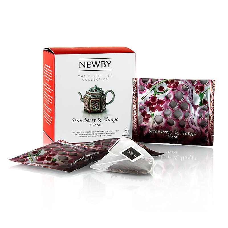 Newby Tea Morango e Manga, infusao, cha de frutas - 60g, 15 pecas - Cartao
