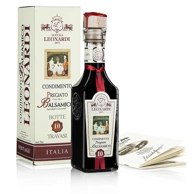 Leonardi - Condimento Balsamico, Pregiato, 10 anos L108 - 250ml - Botella