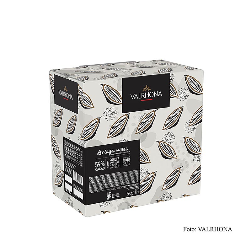 Valrhona Ariaga Noire 59%, tumma peite, callets - 5kg - Pahvi