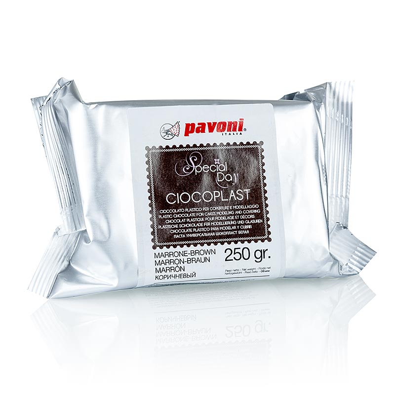 Modellierbare Schokolade, braun, Pavoni - 250 g - Folie Modellierbare Schokolade, braun, Pavoni - 250 g - Folie