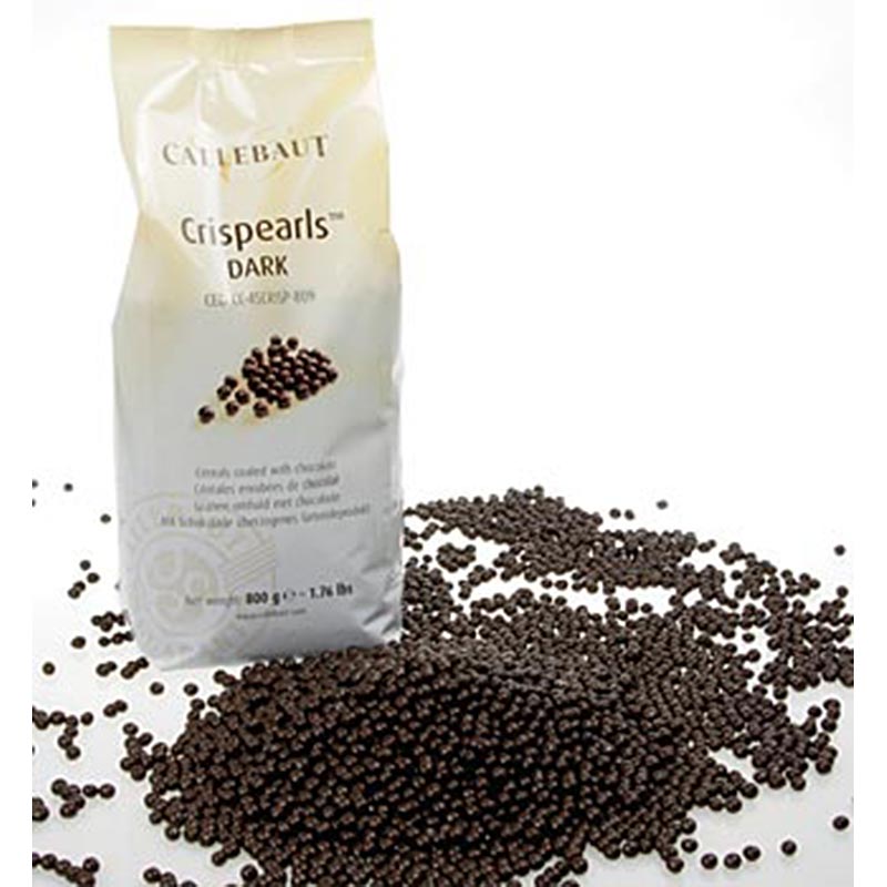 Crispearls, knusprige Perlen mit Kekskern, dunkel, 49% Kakao, Callebaut - 800 g - Beutel Crispearls, knusprige Perlen mit Kekskern, dunkel, 49% Kakao, Callebaut - 800 g - Beutel