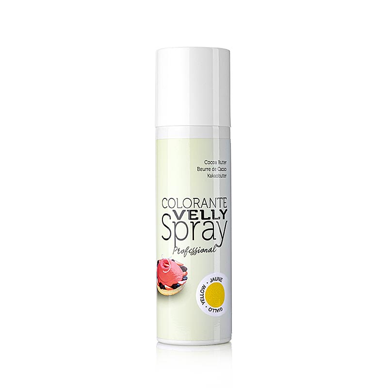 Spray de manteiga de cacau, efeito veludo / veludo, amarelo, Velly - 250ml - Lata de spray