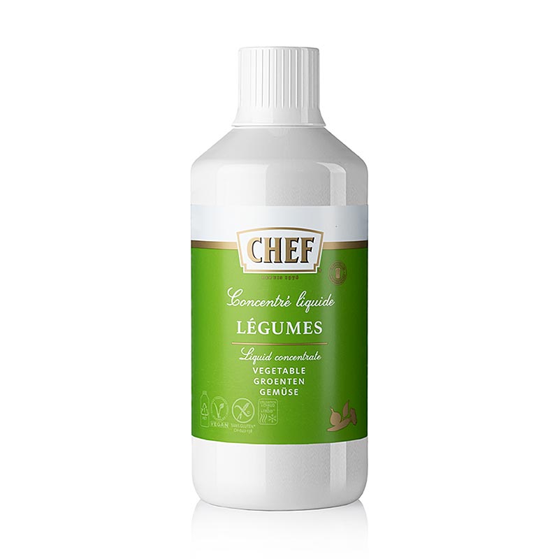 CHEF Premium concentrato - brodo vegetale, liquido, per circa 6 litri - 1 litro - Bottiglia in polietilene