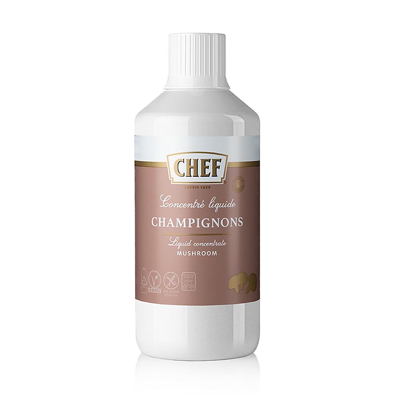 CHEF Premium concentrado - caldo de cogumelos, liquido, para aproximadamente 34 litros - 980ml - Garrafa PE