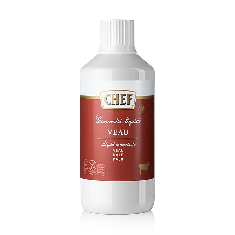 CHEF Premium concentrato - brodo di vitello, liquido, per circa 6 litri - 1 litro - Bottiglia in polietilene