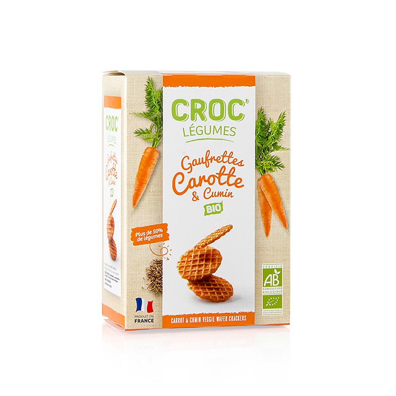 Barsnack Croc Legumes - Wafel mini Prancis dengan wortel dan jintan, organik - 40 gram - kotak