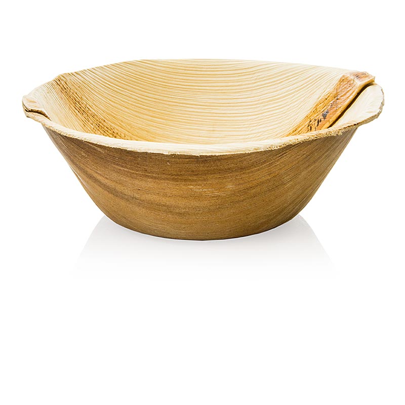 Piatto usa e getta in foglia di palma, rotondo, Ø circa 15,5 cm, profondo, compostabile al 100% - 25 pezzi - borsa