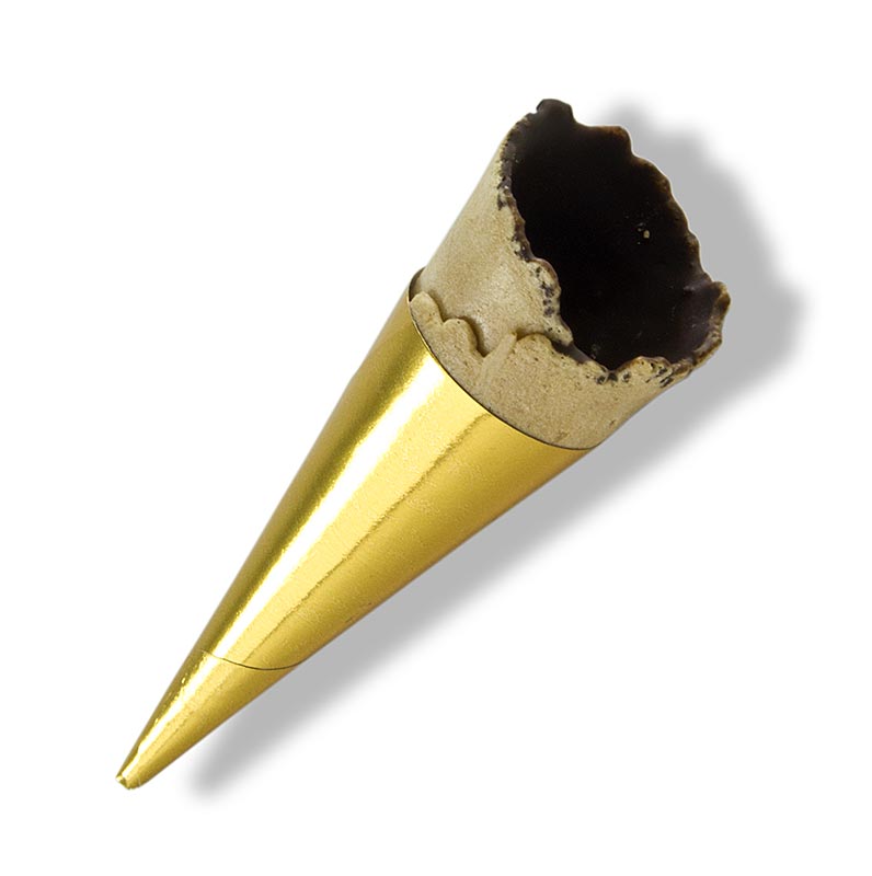 Mini-Hörnchen Gold, mit dunkler Schokolade ausgestrichen,Ø 3cm, 7cm lang - 1,2 kg, 180 St - Karton
