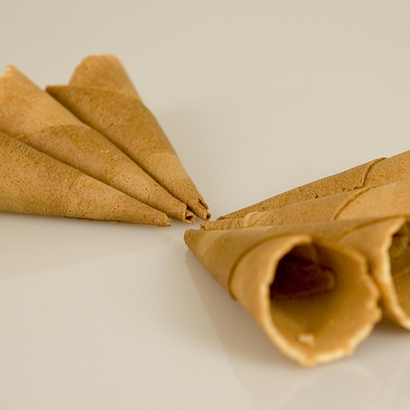 Mini-Hörnchen - Waffelcornets, süß, naturell, Ø 2,4x7,5cm, Sosa - 1,6 kg, 360 St - Karton Mini-Hörnchen - Waffelcornets, süß, naturell, Ø 2,4x7,5cm, Sosa - 1,6 kg, 360 St - Karton