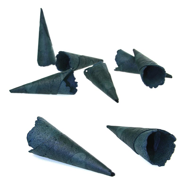 Mini-Hörnchen - Waffelcornets, süß, blau gefärbt, Ø 2,4x7,5cm, Sosa - 1,75 kg, 360 St - Karton Mini-Hörnchen - Waffelcornets, süß, blau gefärbt, Ø 2,4x7,5cm, Sosa - 1,75 kg, 360 St - Karton