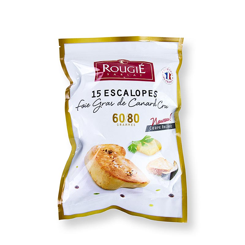 Andafoie gras af Prestige, 2 x 15 sneidhar, u.th.b. 60-80 g hver, Rougie - ca 2 kg, 30 stk - taska