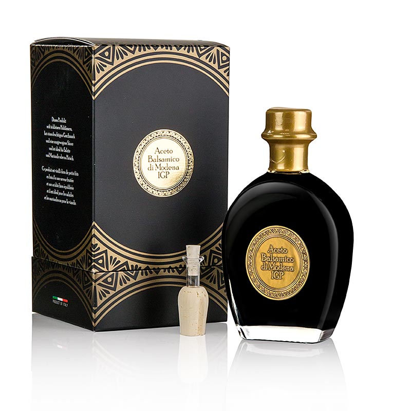 Aceto Balsamico di Modena IGP dari tong juniper, kotak hitam - 250ml - kotak Aceto Balsamico di Modena IGP dari tong juniper, kotak hitam - 250ml - kotak