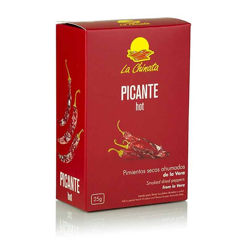 PimentOEes secos, defumados, quentes, aproximadamente 5-7 pecas, La Chinata - 25g - Cartao