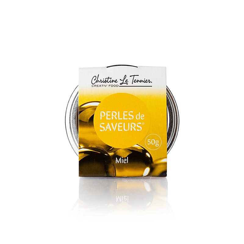 Miel de caviar especiado, tamano de perla 5 mm Esferica, Les Perles - 50 gramos - Vaso