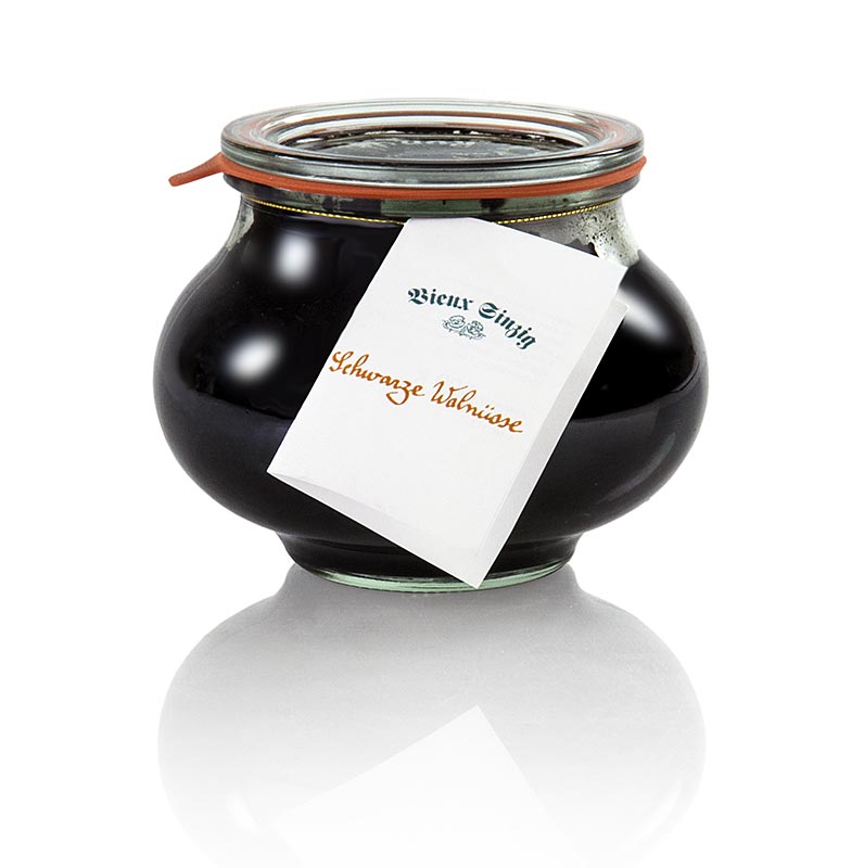 Schwarze Walnüsse, in Sirup, mit Gewürzen, Vieux Sinzig - 600 g - Glas