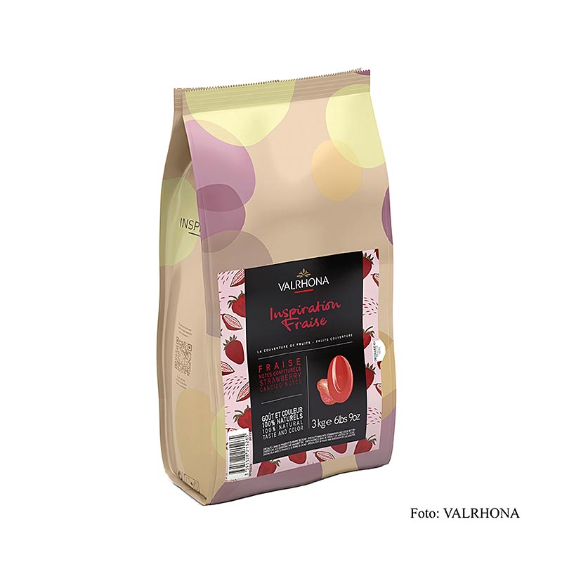 Valrhona Inspiration Strawberry - mansikkaerikoisuus kaakaovoilla - 3 kg - laukku