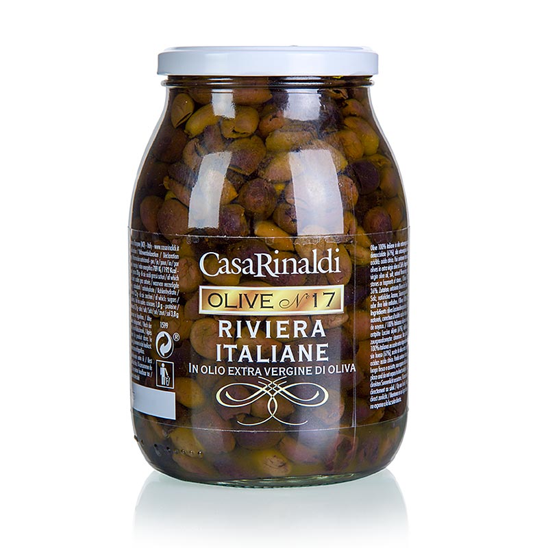 Olive nere denocciolate (snocciolate) in olio di oliva, Casa Rinaldi - 900 g - Bicchiere