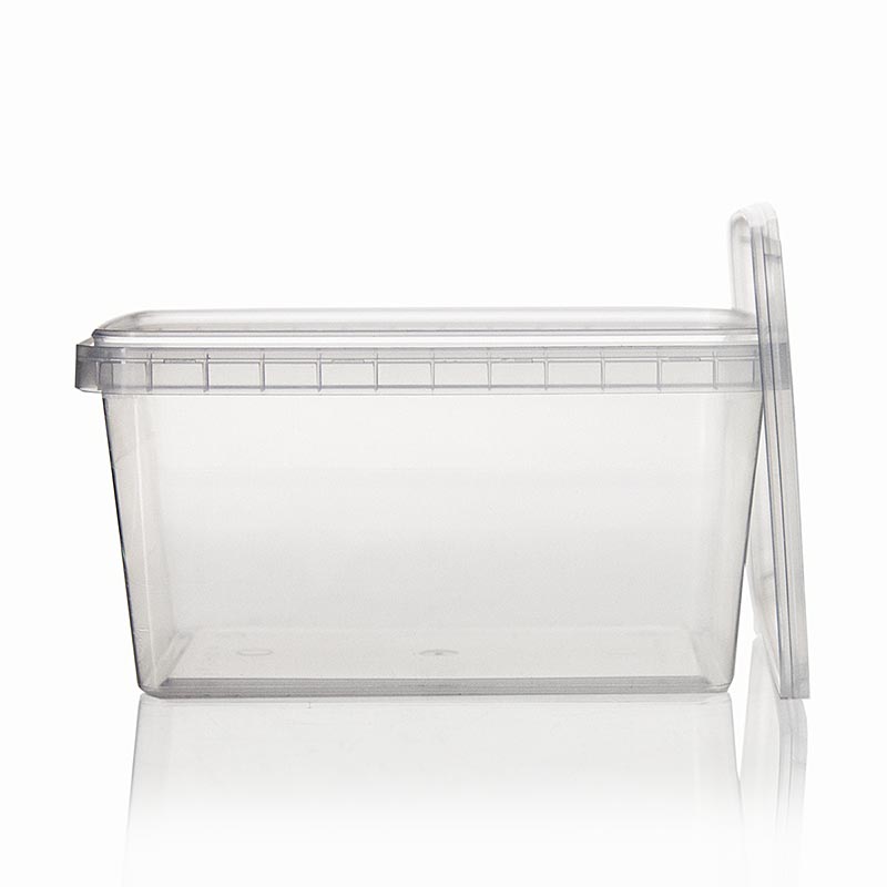 Tarro de plastico RectAcup, rectangular, con tapa, 139 x 98 x 71 mm, 600 ml - 1 pieza - Perder