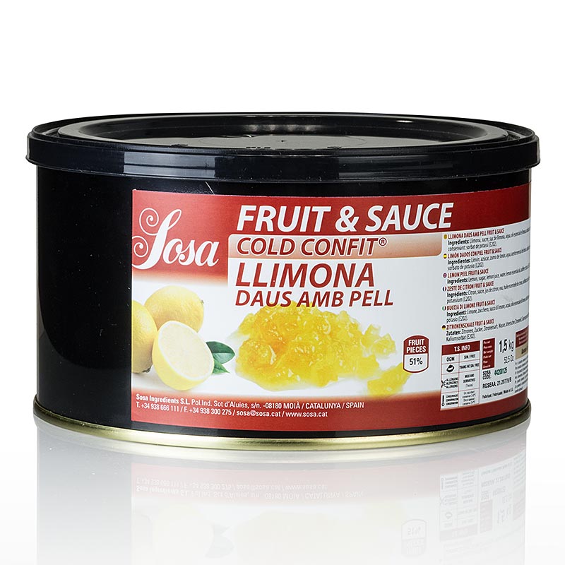 Sosa Cold Confit - sitronterninger, 5 mm (37242) - 1,5 kg - kan Sosa Cold Confit - sitronterninger, 5 mm (37242) - 1,5 kg - kan