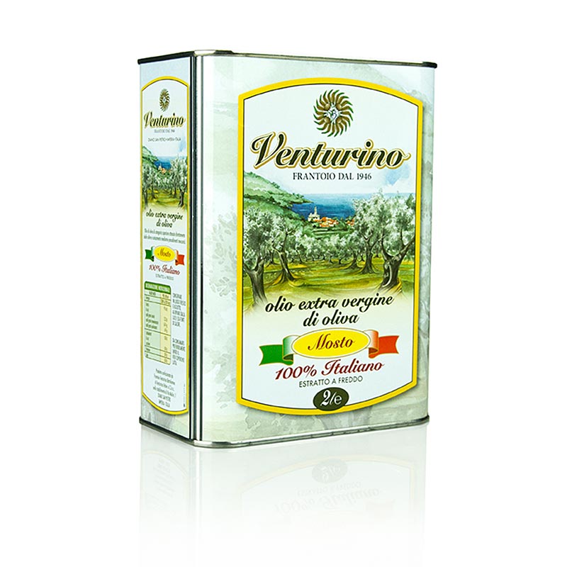 Aceite de oliva virgen extra, Venturino Mosto, aceitunas 100% Italiano - 2 litros - frasco