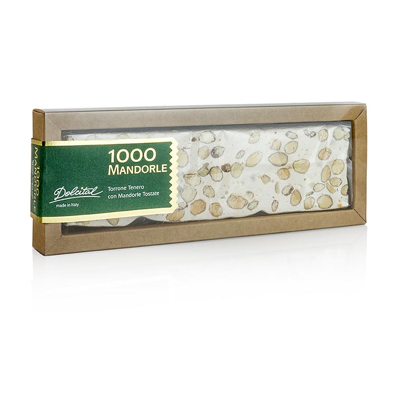 Torrone Italia - 1000, almond, batangan lembut - 180 gram - kotak