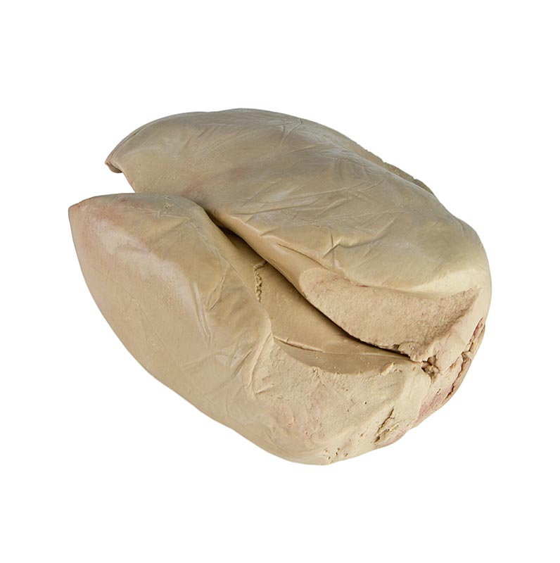 Foie gras d`anec cru, Foie Gras Canard, d`Europa de l`Est / SHOCK FROZEN - uns 600 g - buit