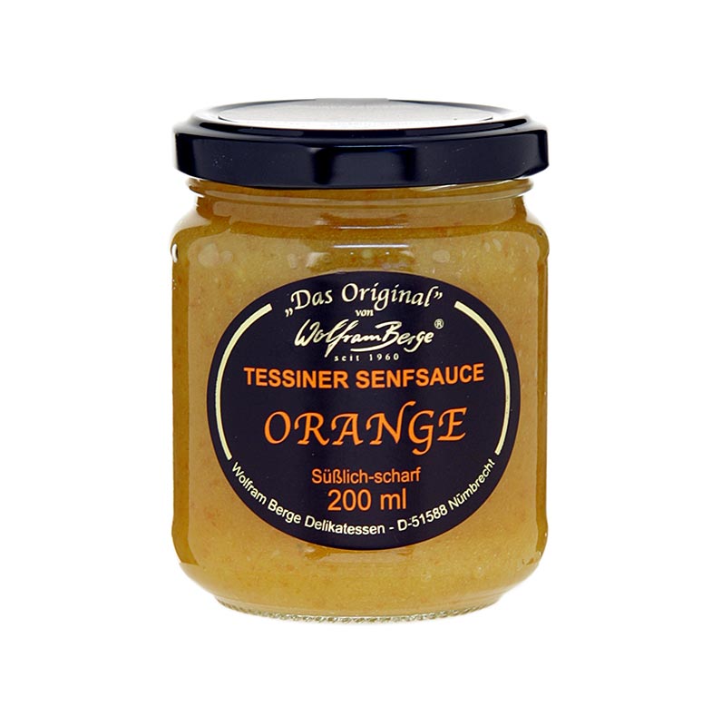 Original Tessiner Orangen-Senf-Sauce, Wolfram Berge - 200 ml - Glas