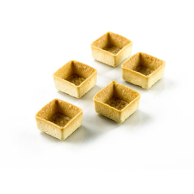 Mini tartellette da dessert - Filigrana, quadrata, 3,3 cm, H 1,8 cm, pasta frolla - 1,48 kg, 225 pezzi - Cartone