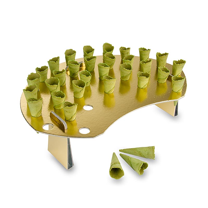 Mini croissant Basic, neutro, verde, Ø 2,5 x 7 cm, con soporte para gofres - 1,04 kg, 260 piezas - Cartulina