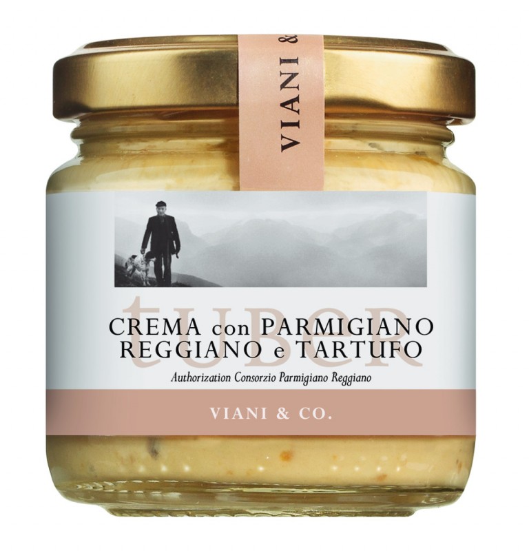 Crema con parmigiano reggiano e tartufo, krim keju dengan truffle musim semi putih - 90 gram - Kaca