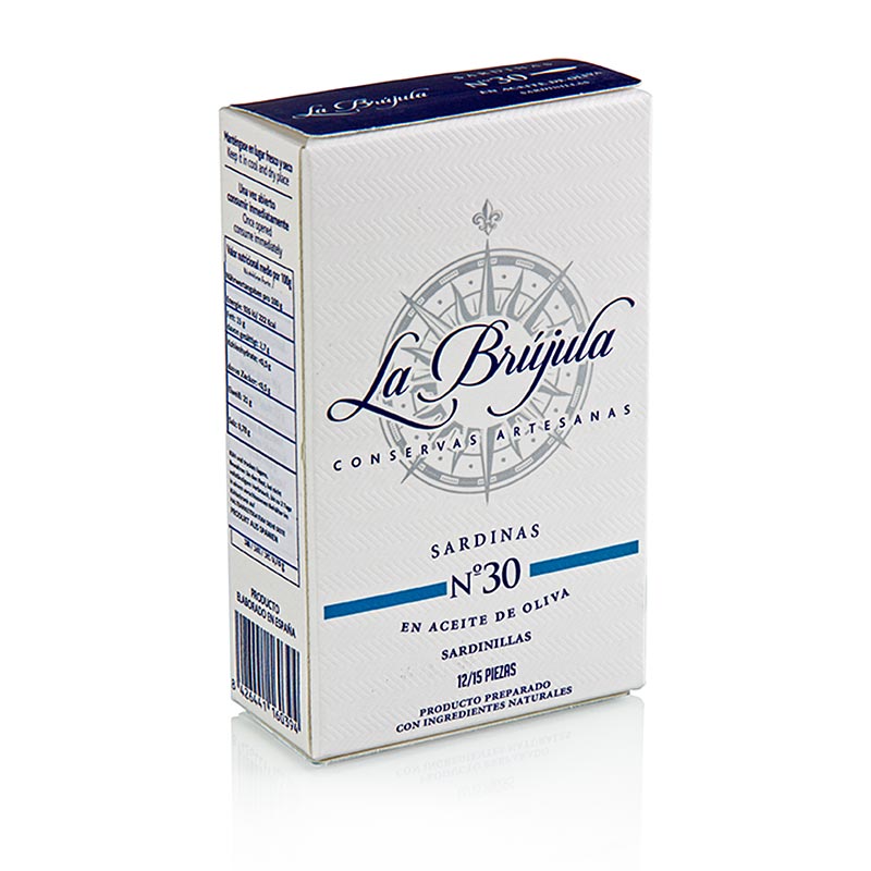 Sardele te plota ne vaj ulliri, 12-15 cope, La Brujula N30 - 115 g - mund