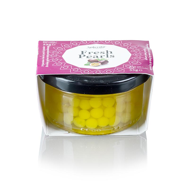 Caviar de fruita de la passio / fruita de la passio, mida de perles 6-8 mm, esferes - 55 g - Vidre