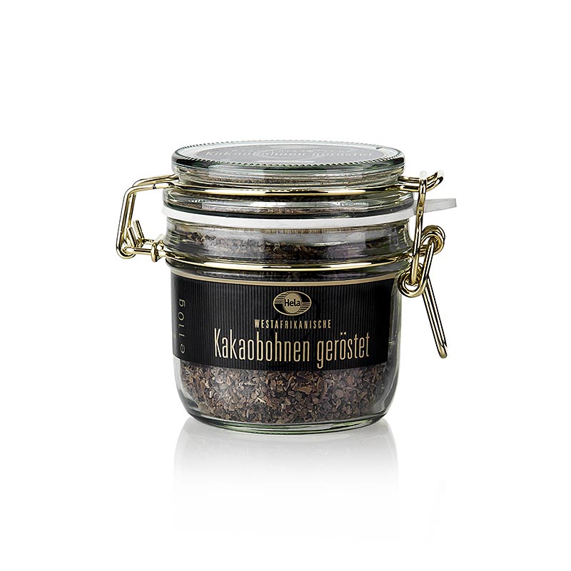 Westafrikanische Kakaobohnen, geröstet, von Hela - 110 g - Glas Westafrikanische Kakaobohnen, geröstet, von Hela - 110 g - Glas