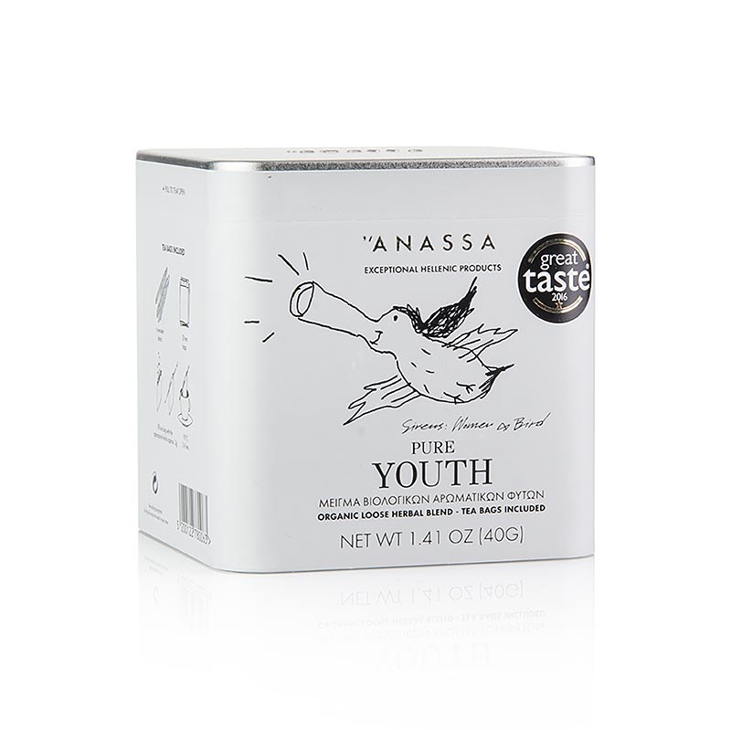 ANASSA Pure Youth Tea (te de hierbas), suelto con 20 bolsitas, 40 g, organico - 40g - embalar
