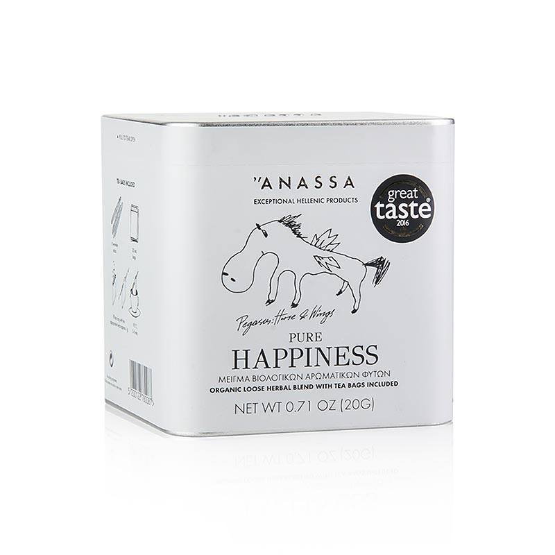 ANASSA Pure Happiness Tea (cha de ervas), avulso com 20 saquinhos, organico - 20g - pacote