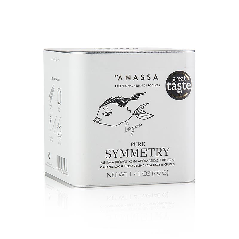 Cha ANASSA Pure Symmetry (cha de ervas), avulso com 20 saquinhos, organico - 40g - pacote