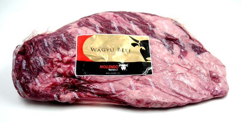 Bife de flanco de Wagyu do Chile BMS 6-12, bovino, carne / Agricola Mollendo SA - aproximadamente 1 kg - vacuo