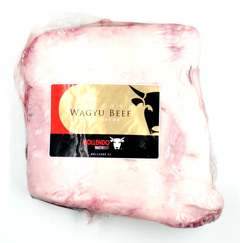 Rosbife de Wagyu do Chile, cortado pela metade sem corrente BMS 6-7, bovino, carne / Agricola Mollendo SA - aproximadamente 2-3 kg - vacuo