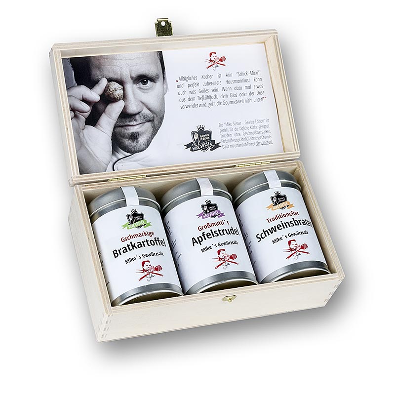 3er Set Klassische Gewürzzubereitungen Nr.2, von Spiceworld Mike Süsser - 300 g, 3 St - Holzkiste 3er Set Klassische Gewürzzubereitungen Nr.2, von Spiceworld Mike Süsser - 300 g, 3 St - Holzkiste