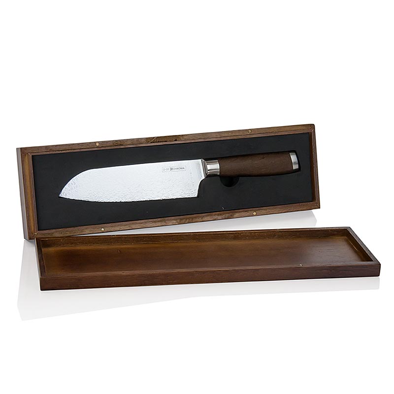 Chroma Dorimu D-03, coltello Santoku, 17 cm, interamente in damasco - 1 pezzo - scatola Chroma Dorimu D-03, coltello Santoku, 17 cm, interamente in damasco - 1 pezzo - scatola