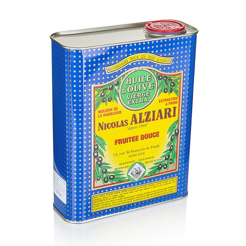 Minyak zaitun extra virgin, Fruite Douce, ringan, Alziari - 2 liter - kaleng kecil