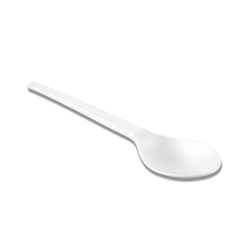 Cuchara de cafe desechable Naturesse, blanca, de CPLA, 12,8 cm - 50 piezas - embalar