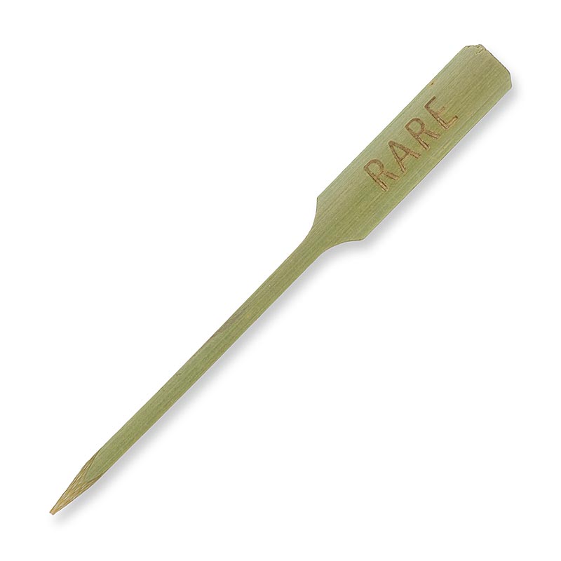 Brochetas de bambu, con extremo de hoja, marcadas como Rare, 9 cm - 100 piezas - bolsa