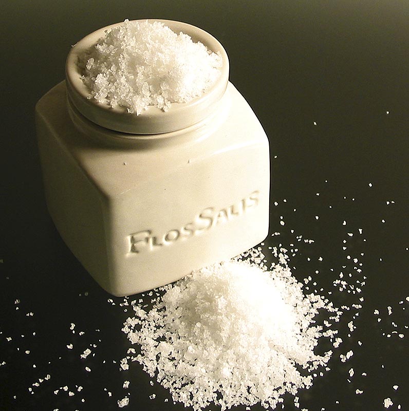 Tisch-Salz-Gefäß Flos Salis®, klein, Flor de Sal-Auslese - 225 g, 1 Stück - Lose Tisch-Salz-Gefäß Flos Salis®, klein, Flor de Sal-Auslese - 225 g, 1 Stück - Lose