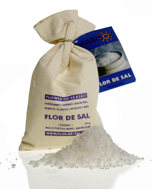 Flor de Sal - Die Salzblume, Marisol®, CERTIPLANET-,Kosher-zert.,vegan - 250 g - Stoffsack Flor de Sal - Die Salzblume, Marisol®, CERTIPLANET-,Kosher-zert.,vegan - 250 g - Stoffsack